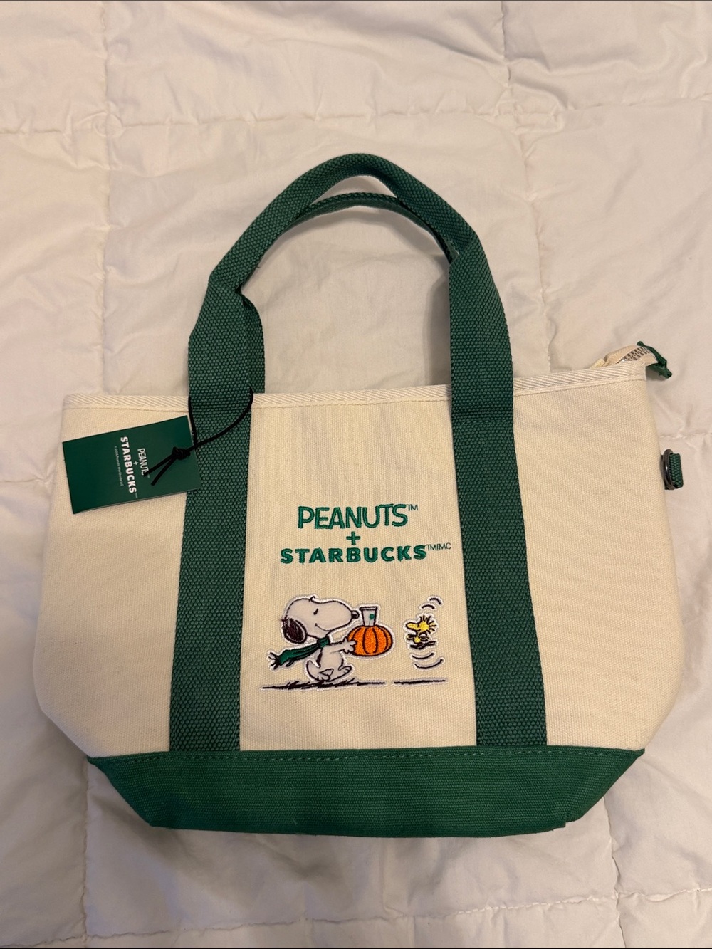 Peanuts x Starbucks Green-Trim Canvas Tote Bag